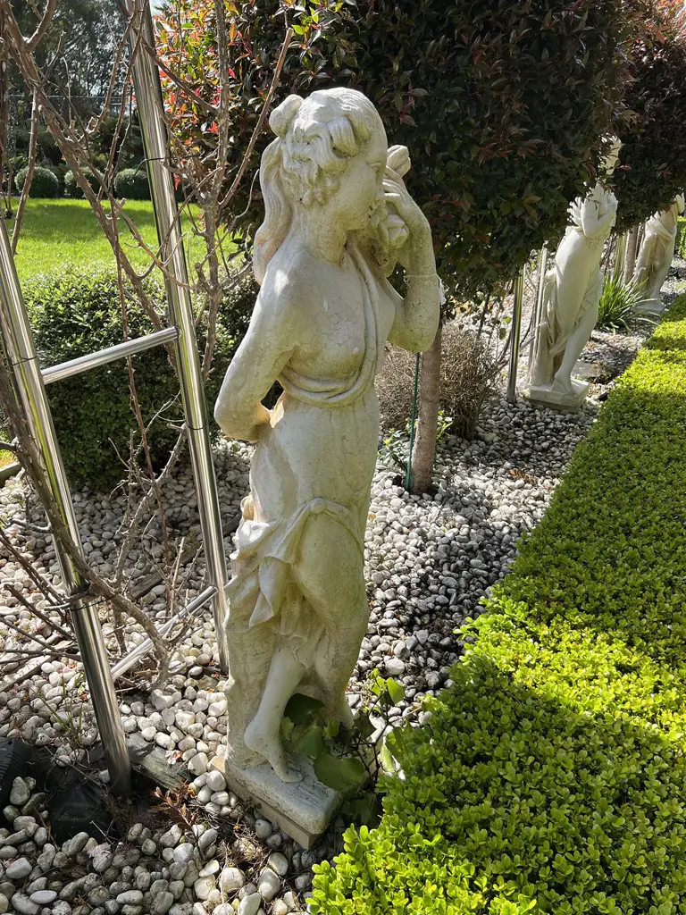 TALL CONCRETE GARDEN CLASSICAL GODDESS STATUE H.1400mm Semi naked w floral garland Image 1++