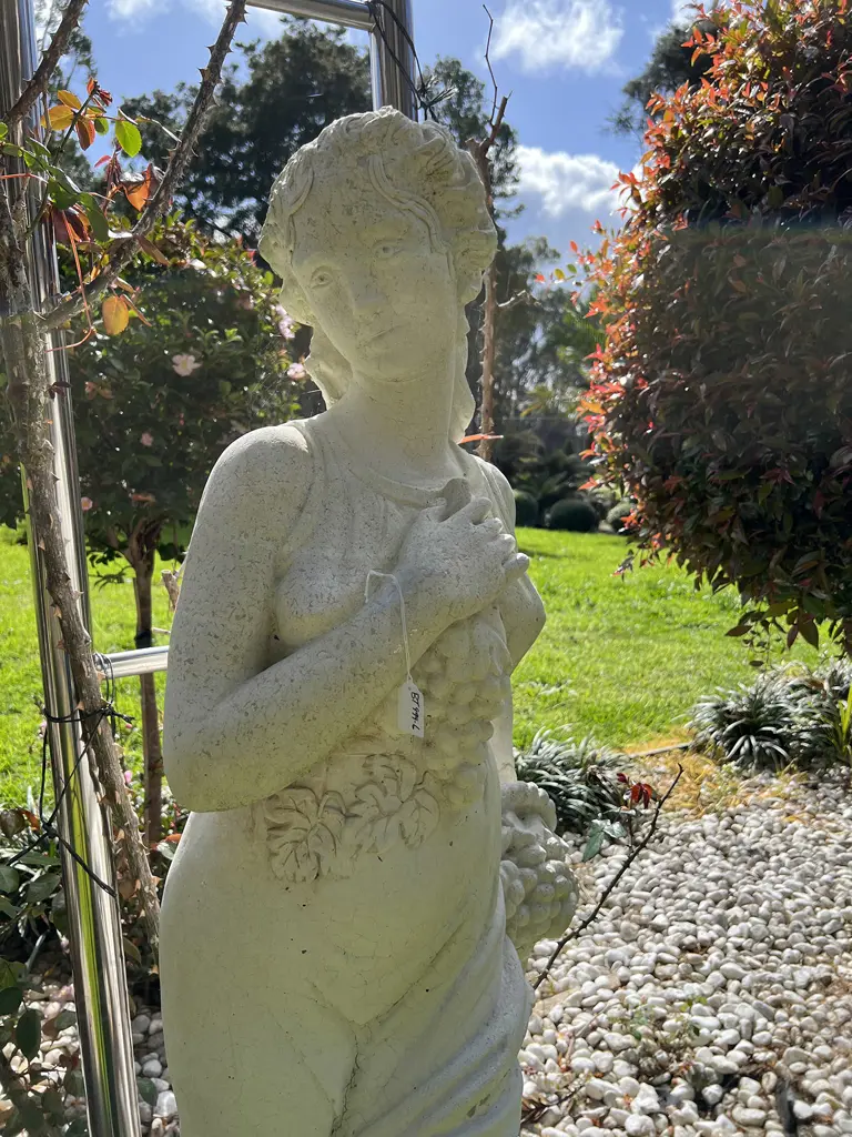 TALL CONCRETE GARDEN CLASSICAL GODDESS STATUE H.1400mm Woman with fruit basket Image 1++