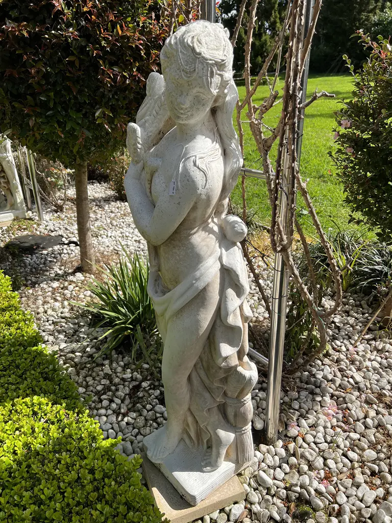 TALL CONCRETE GARDEN CLASSICAL GODDESS STATUE H.1400mm Semi naked w wheat sheaths Image 1++