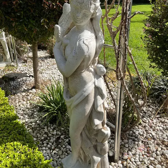 TALL CONCRETE GARDEN CLASSICAL GODDESS STATUE H.1400mm Semi naked w wheat sheaths