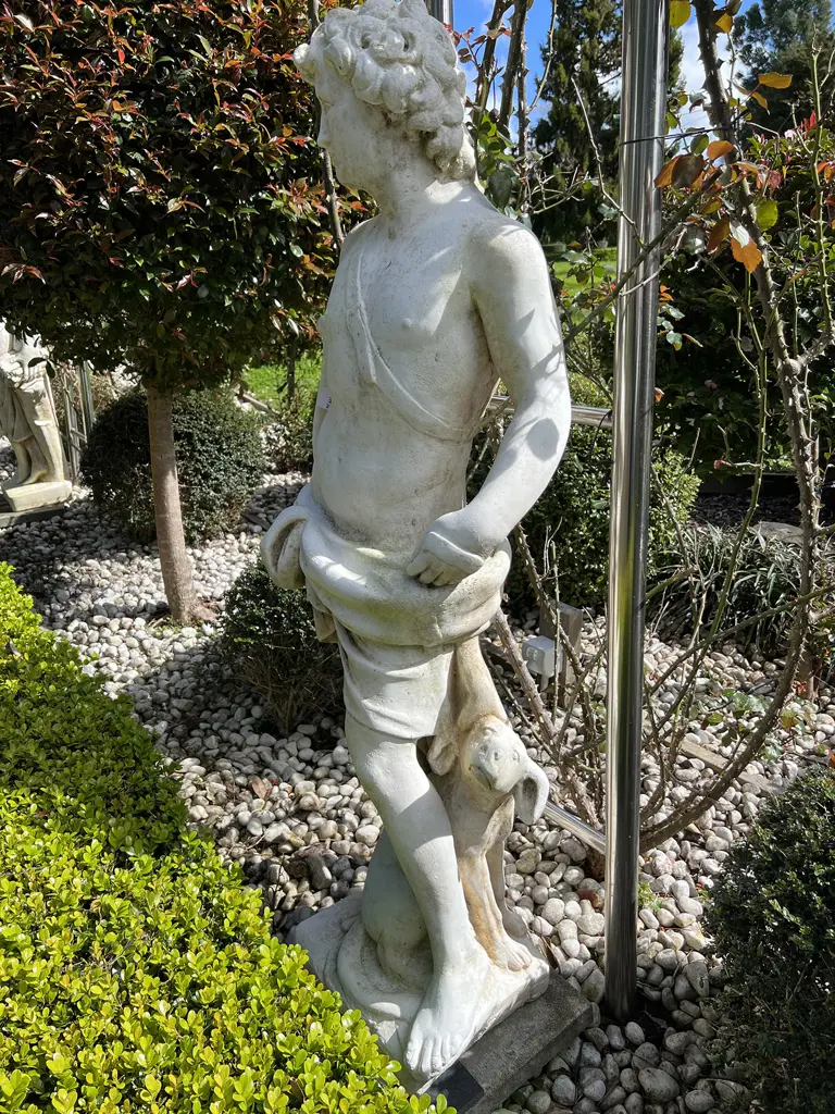 TALL CONCRETE GARDEN CLASSICAL MALE HUNTER STATUE H.1400mm with quiver & dog  Image 1++
