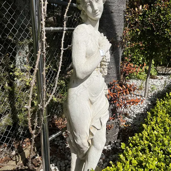 TALL CONCRETE GARDEN CLASSICAL GODDESS STATUE H.1400mm with grapes & fruit basket