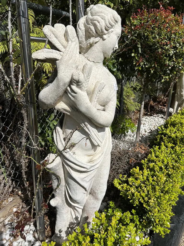 TALL CONCRETE GARDEN CLASSICAL GODDESS STATUE H.1400mm w wheat sheaths. head restuck Image 1++