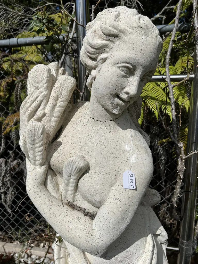 TALL CONCRETE GARDEN CLASSICAL GODDESS STATUE H.1400mm w wheat sheaths. head restuck Image 1++