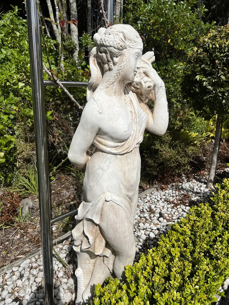 TALL CONCRETE GARDEN CLASSICAL GODDESS STATUE H.1400mm Woman with floral garland Image 1++