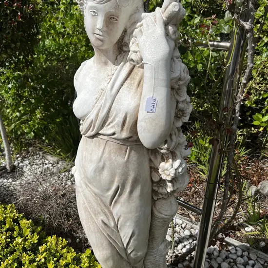 TALL CONCRETE GARDEN CLASSICAL GODDESS STATUE H.1400mm Woman with floral garland