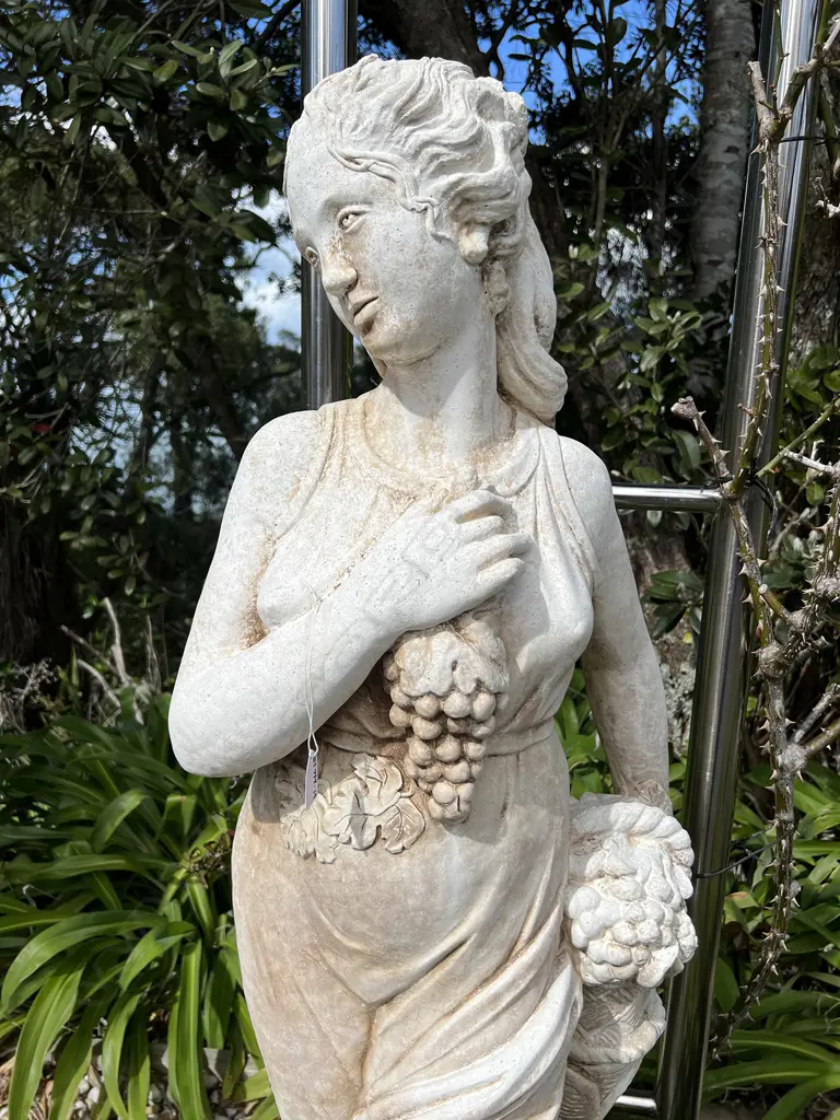 TALL CONCRETE GARDEN CLASSICAL GODDESS STATUE H.1400mm Woman with fruit basket Image 1++