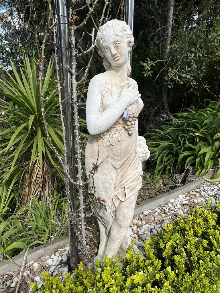 TALL CONCRETE GARDEN CLASSICAL GODDESS STATUE H.1400mm Woman with fruit basket Image 1++