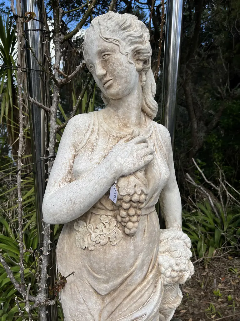 TALL CONCRETE GARDEN CLASSICAL GODDESS STATUE H.1400mm Woman with fruit basket Image 1++