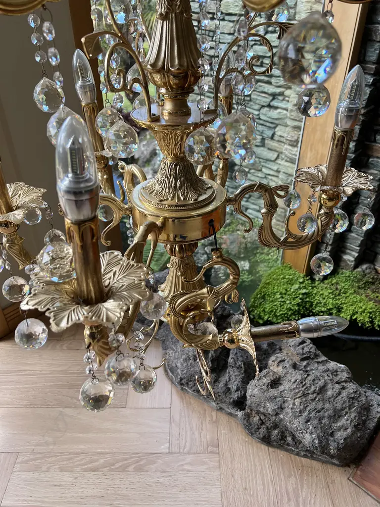 5 TIER GILT METAL VERY TALL CHANDELIER 6 TIERS EA W 6 ARMS. H.2200mm to ceiling AF 1 arm Image 1++