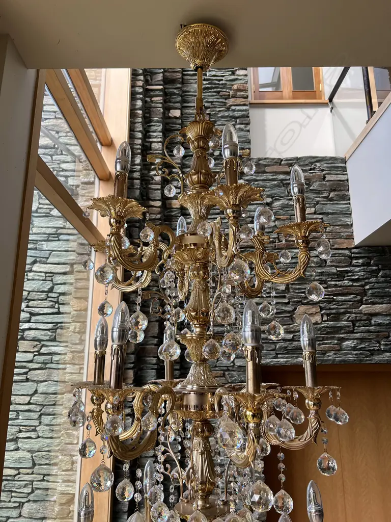 5 TIER GILT METAL VERY TALL CHANDELIER 6 TIERS EA W 6 ARMS. H.2200mm to ceiling AF 1 arm Image 1++