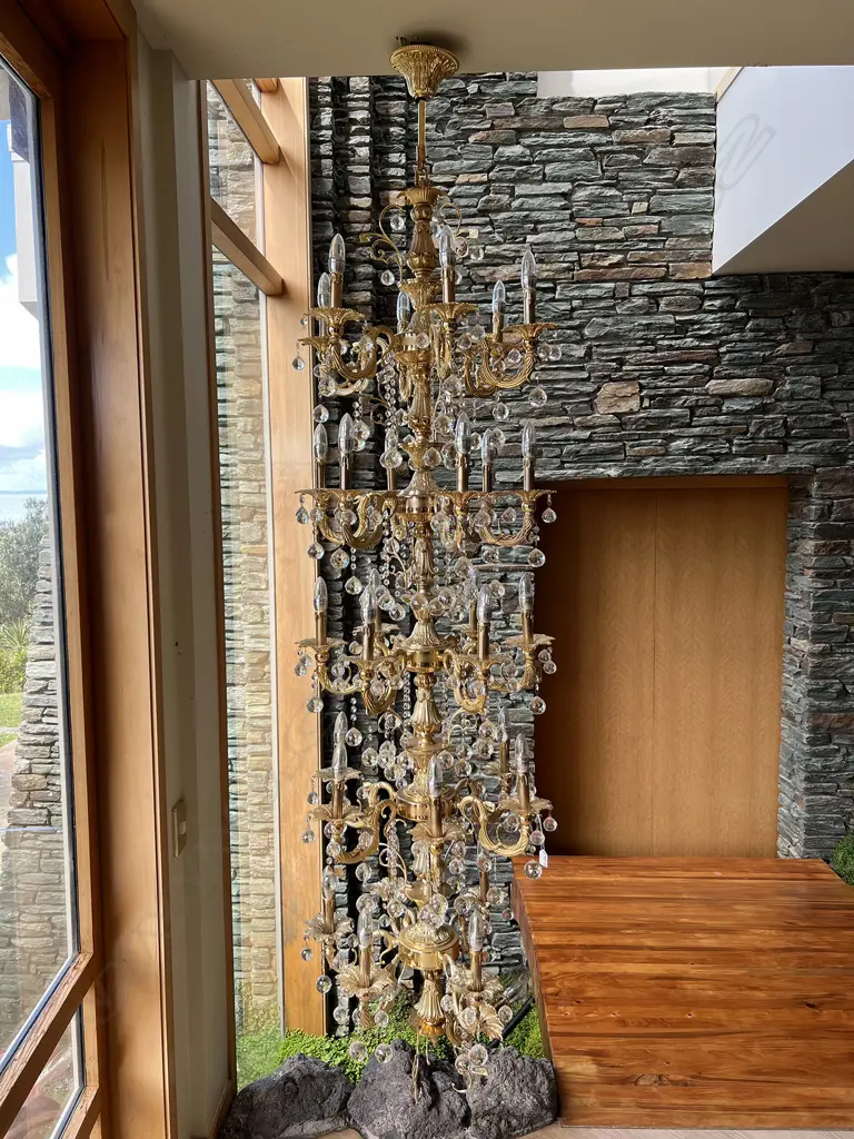 5 TIER GILT METAL VERY TALL CHANDELIER 6 TIERS EA W 6 ARMS. H.2200mm to ceiling AF 1 arm Image 1++