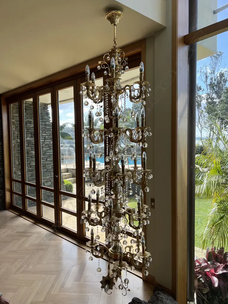 5 TIER GILT METAL VERY TALL CHANDELIER 6 TIERS EA W 6 ARMS. H.2200mm to ceiling AF 1 arm Image 1++
