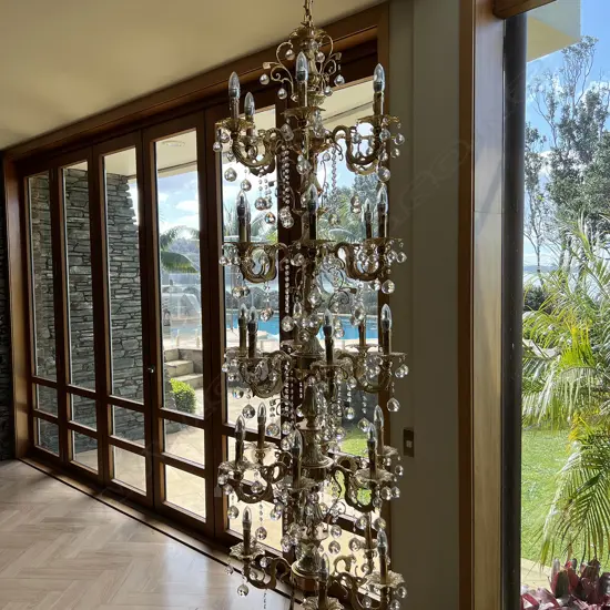 5 TIER GILT METAL VERY TALL CHANDELIER 6 TIERS EA W 6 ARMS. H.2200mm to ceiling AF 1 arm