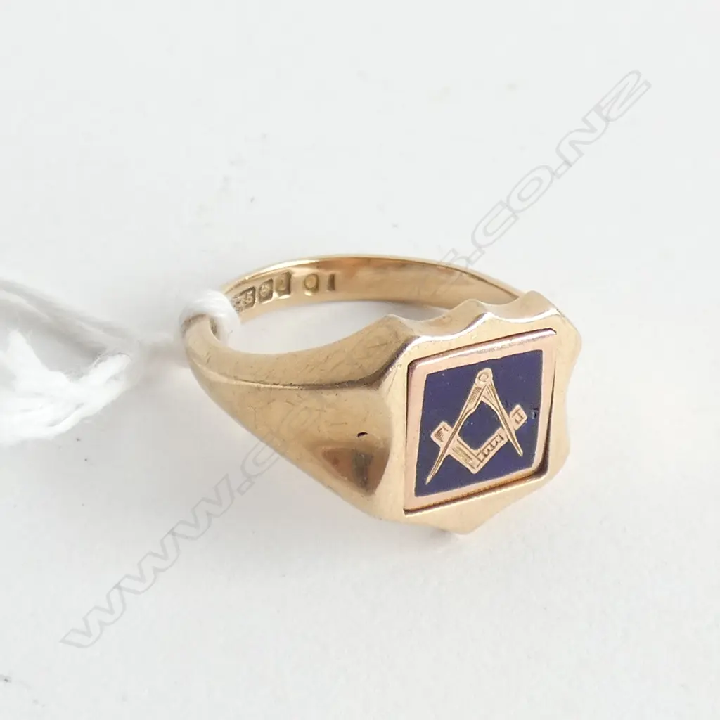 9CT GOLD MASONIC RING  6.31ct Image 1++