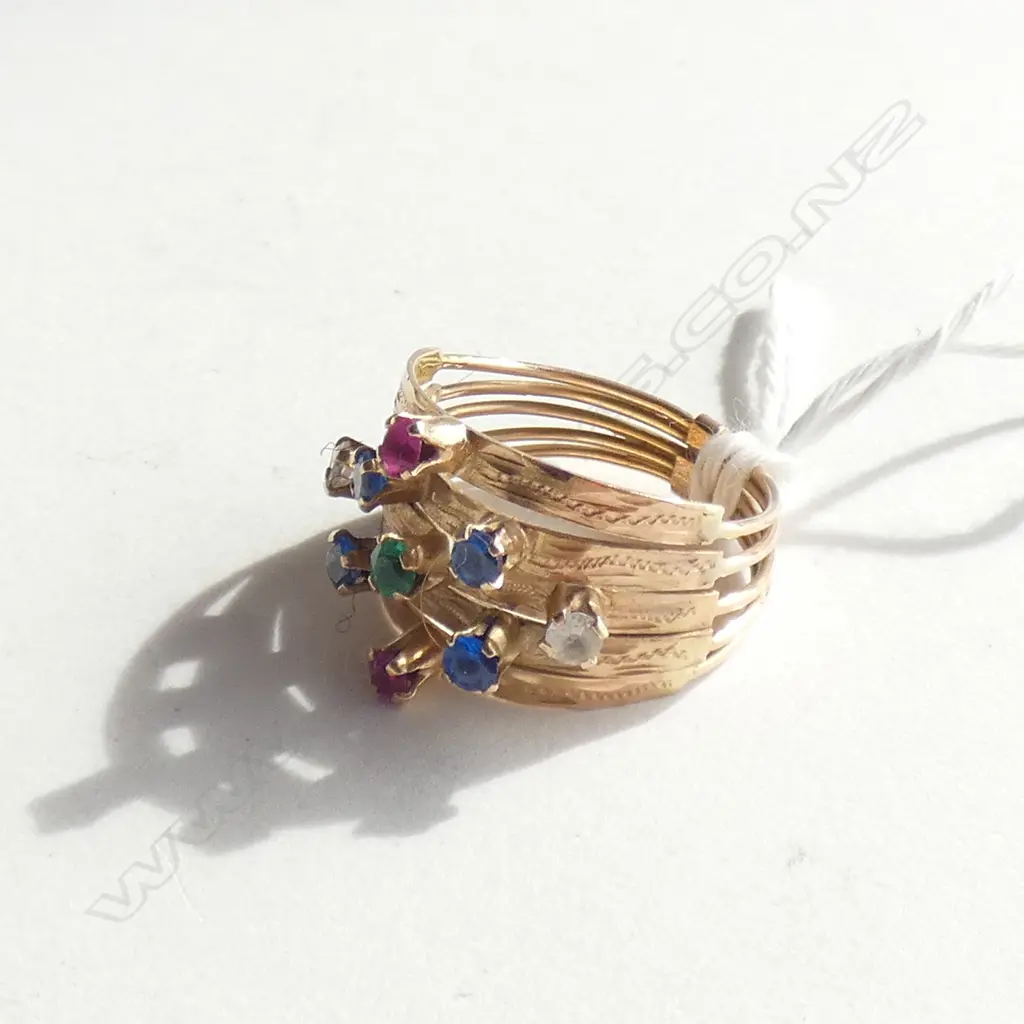 GOLD & MULTI SYNTHETIC STONE RING Image 1++