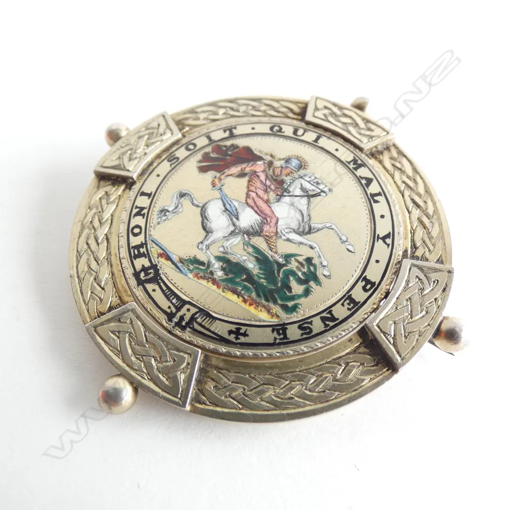 GEORGE III ENAMEL CROWN SET INTO BROOCH/PENDANT Image 1++
