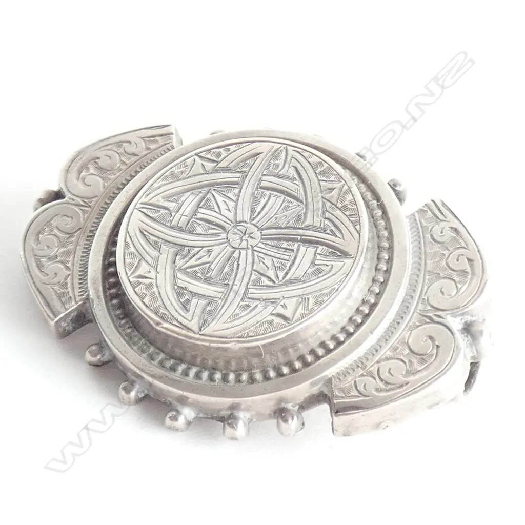 VICTORIAN SILVER & GOLD EARRINGS AND SILVER BROOCH Image 1++