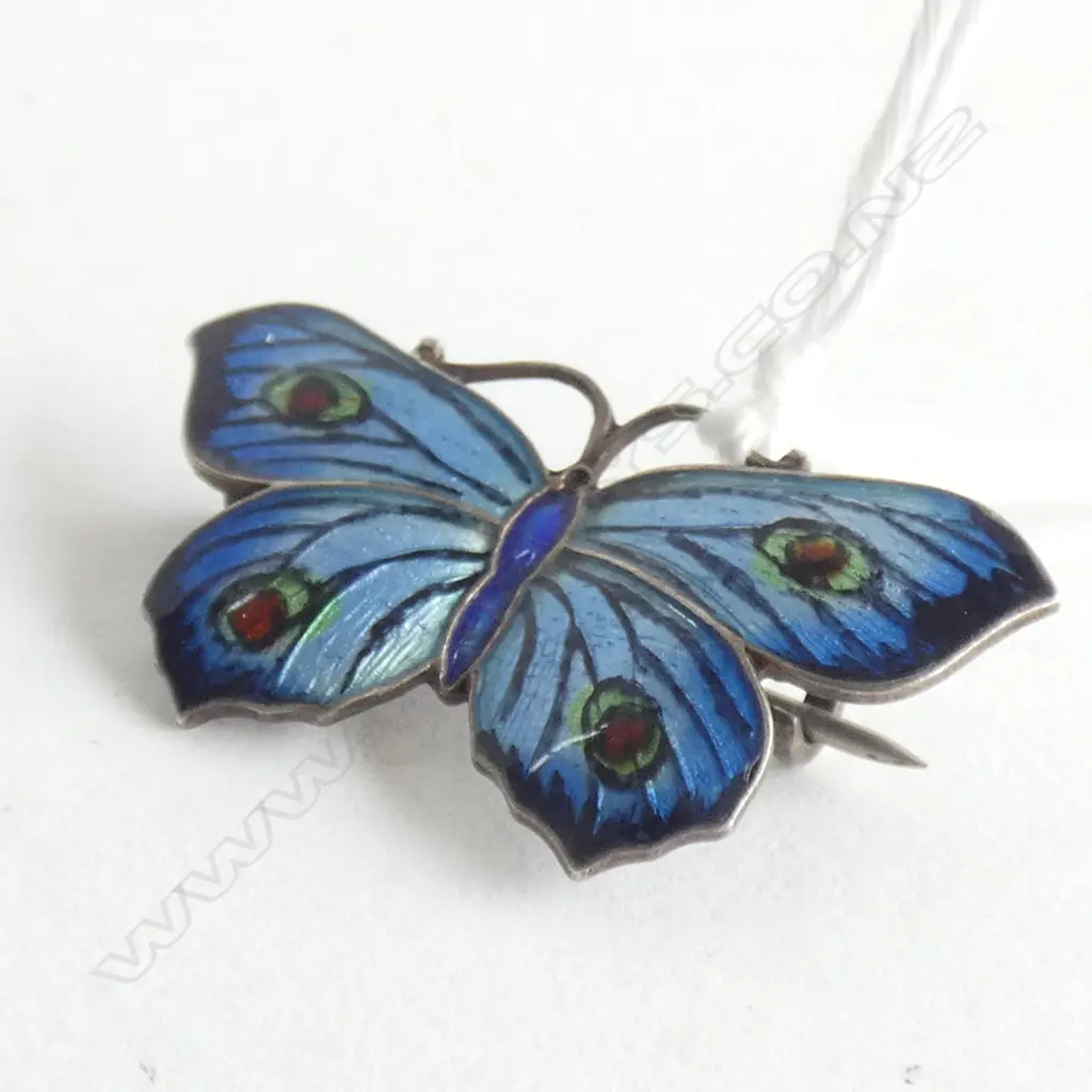 (20013) SILVER & ENAMEL VINTAGE BUTTERFLY BROOCH Image 1++