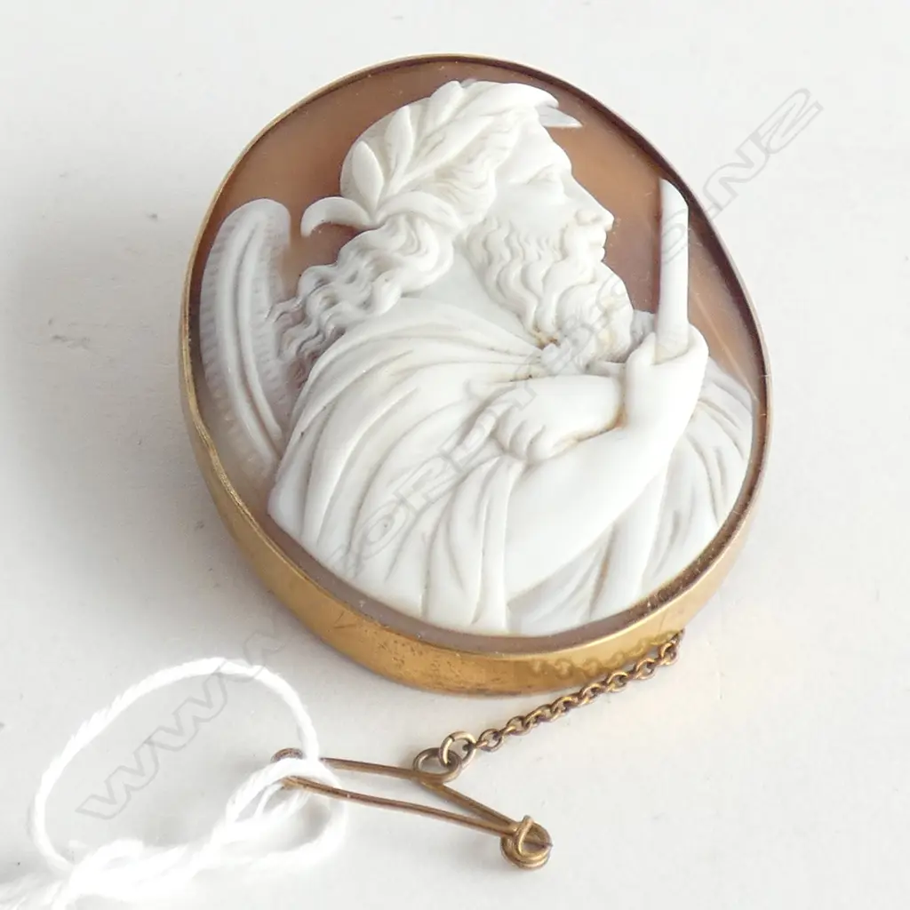 (19561) VICT ROLLED GOLD? CAMEO BROOCH MOSES? Image 1++