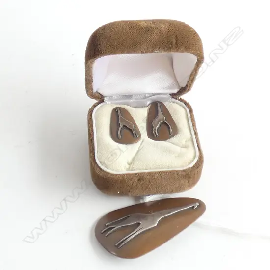 (19980) 1960'S BIRGER HAGLUND SILVER COPPER BROOCH & EARRING SET..