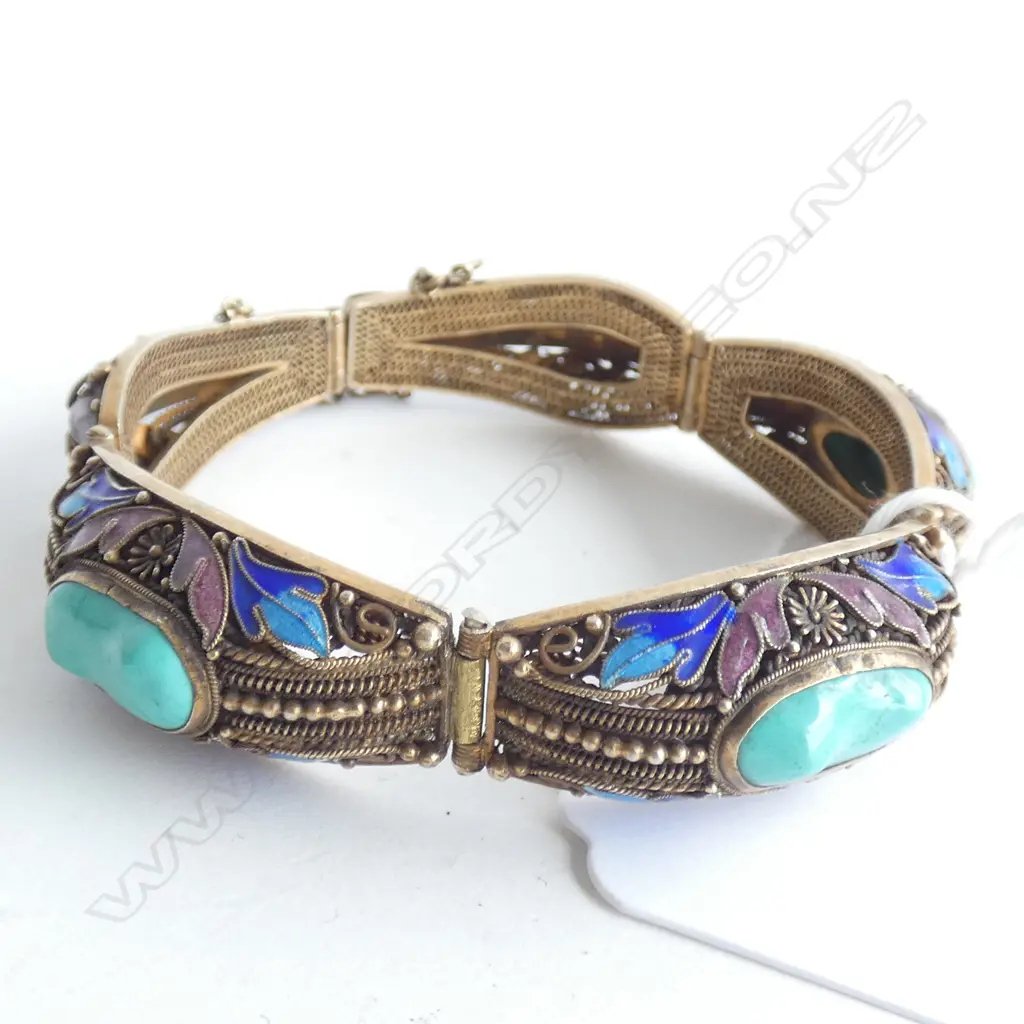 CHINESE SILVER & GOLD GILT BRACELET  Image 1++