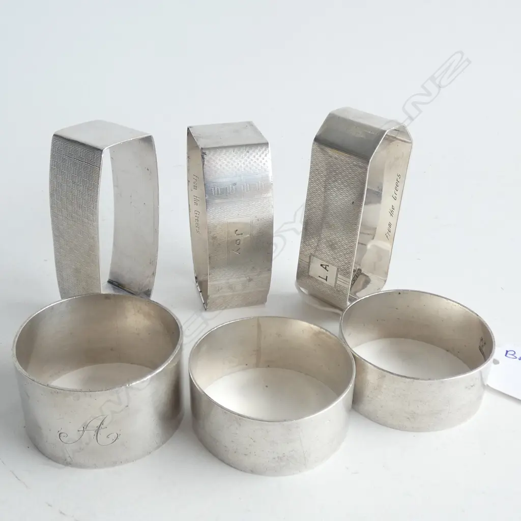 6 STG SILVER NAPKIN RINGS 140 GRAMS Image 1++