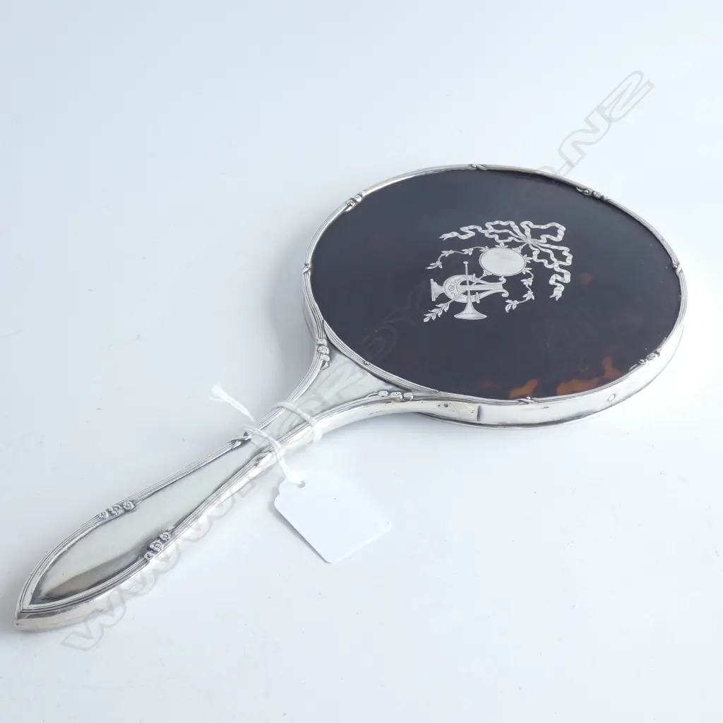 STG SILVER & TORTOISESHELL HAND MIRROR LONDON 1913 Image 1++