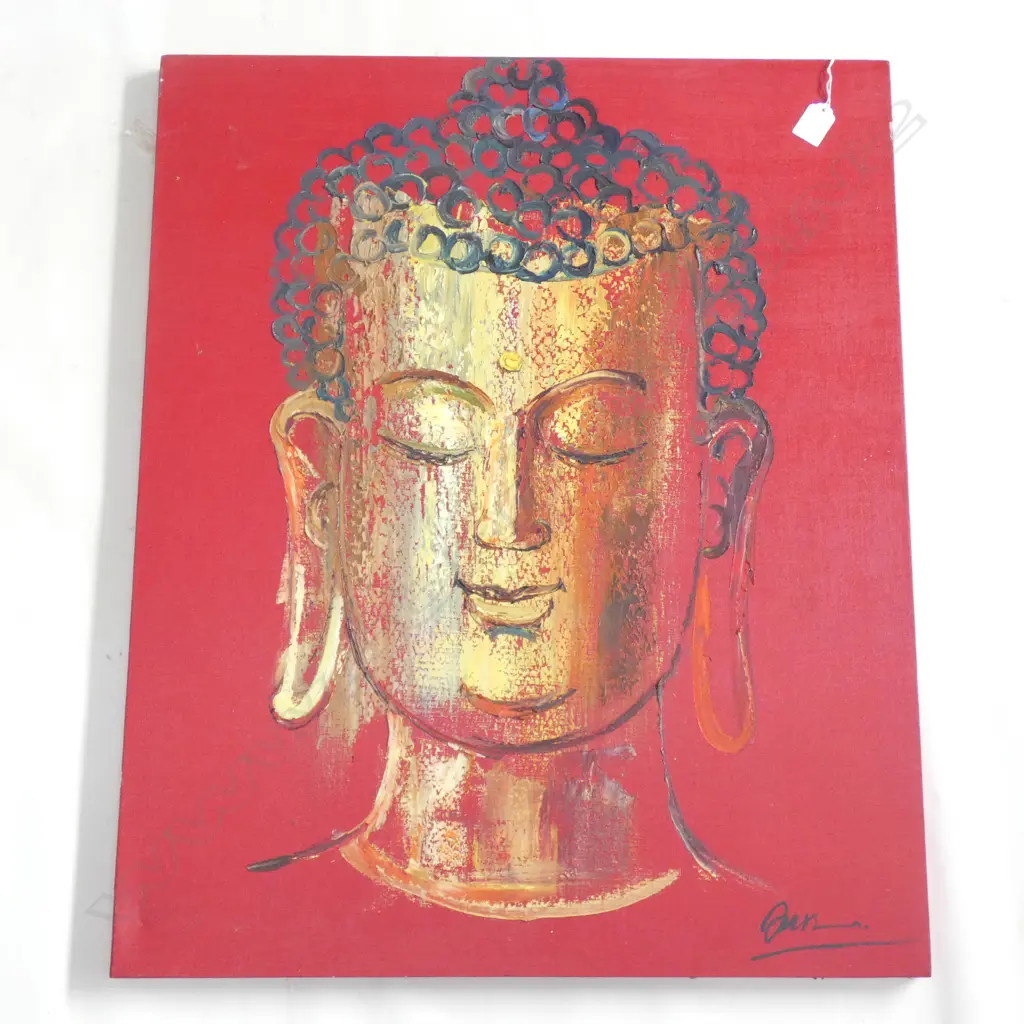 CHINESE ARTIST UNKNOWN OIL PAINTING HEAD OF BUDDHA Image 1++