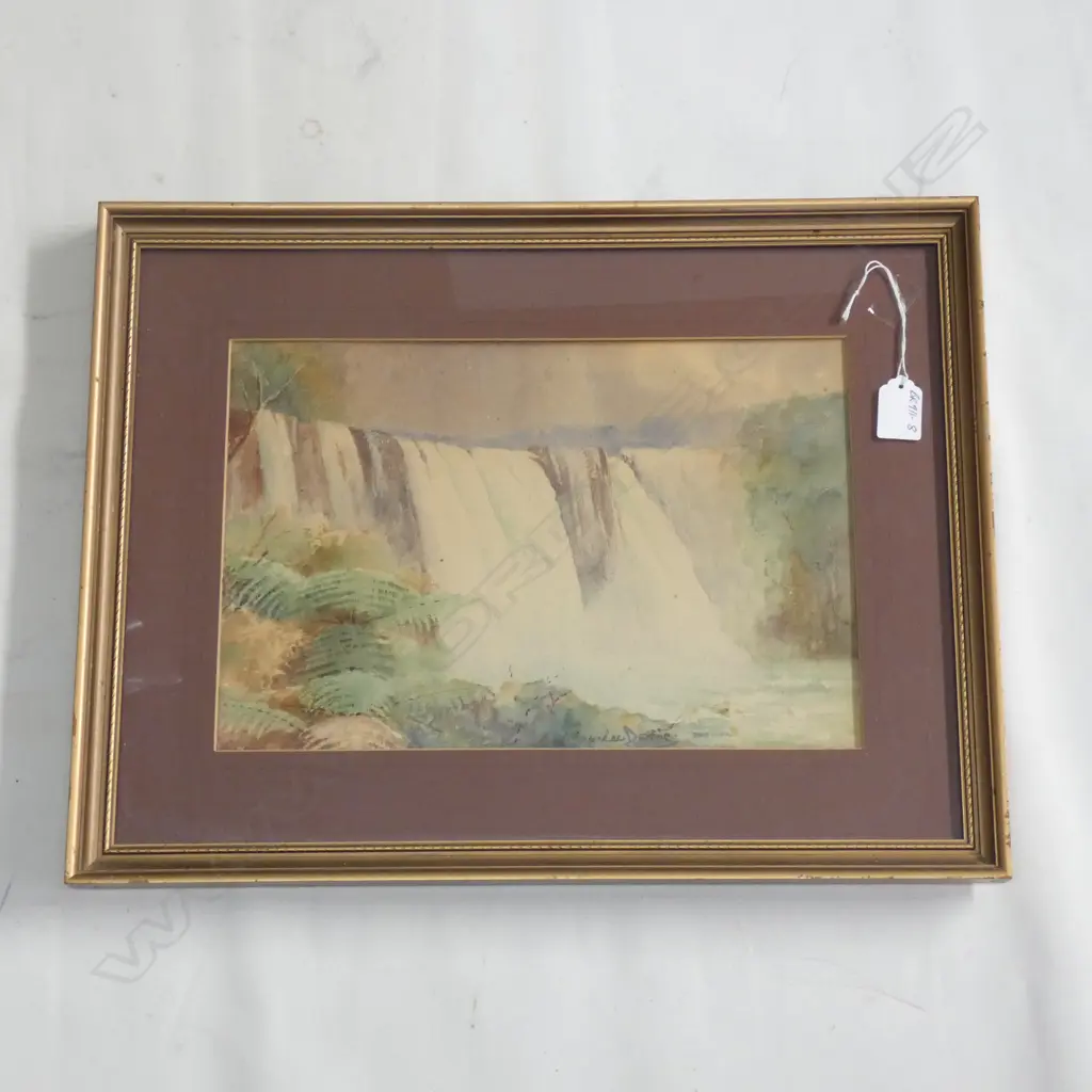 MAURICE DAVIS W/C 'WATERFALL ON WANGANUI RIVER' 230 X 345mm Image 1++