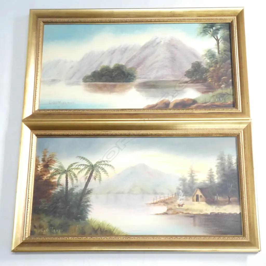 PR 19THC COLONIAL OILS 'LAKE TAUPO' & LAKE MANAPOURI' Image 1++