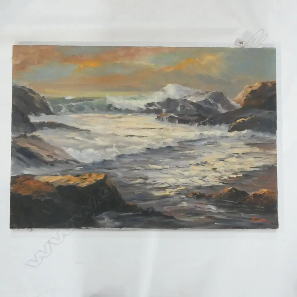 UNFRAMED OIL SEASCAPE SIGNED 'LAMBERT '63' 460x660mm Image 1++
