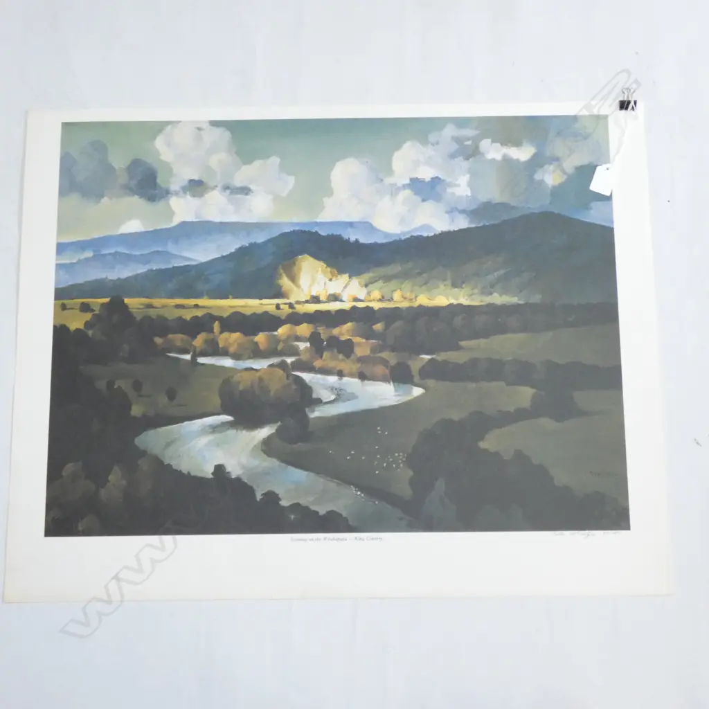 PETER MCINTYRE 'EVENING ON THE WHAKAPAPA' SIGNED LITHOGRAPH 90/180 470x630mm  Image 1++