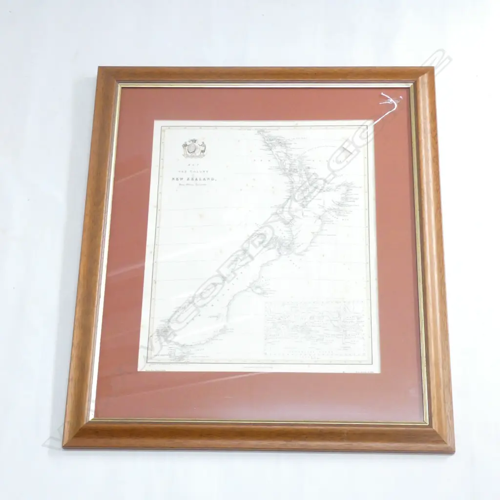 FRAMED AVON MAP OF NEW ZEALAND 60/300 430 X 450 MM Image 1++