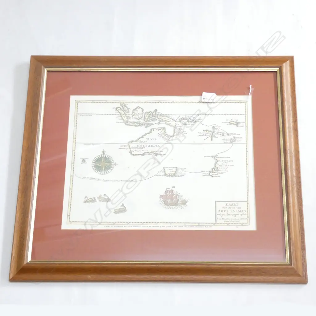 FRAMED AVON MAP OF ABEL TASMANS NOVS HOLLANDIA 330 X 410 MM Image 1++