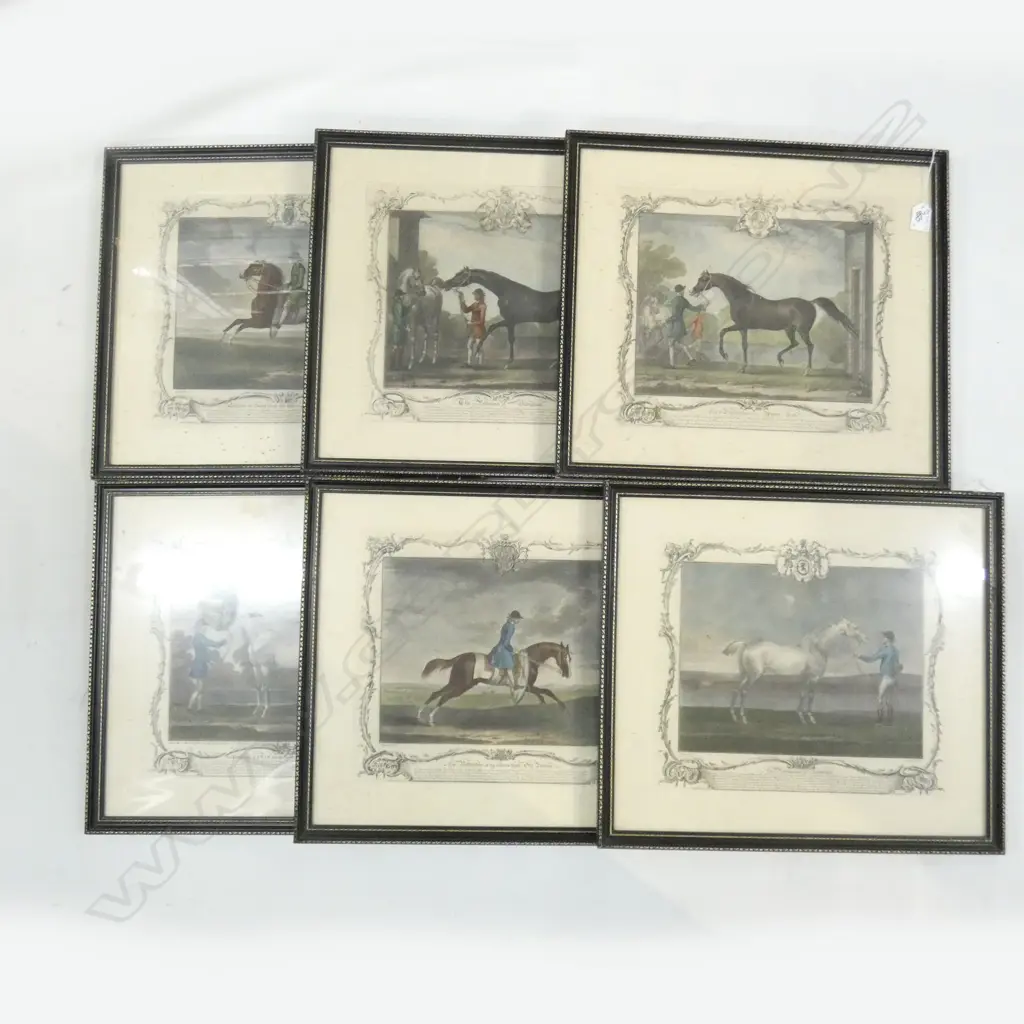 SIX HAND COLOURED HORSE RACING ENGRAVINGS... Image 1++
