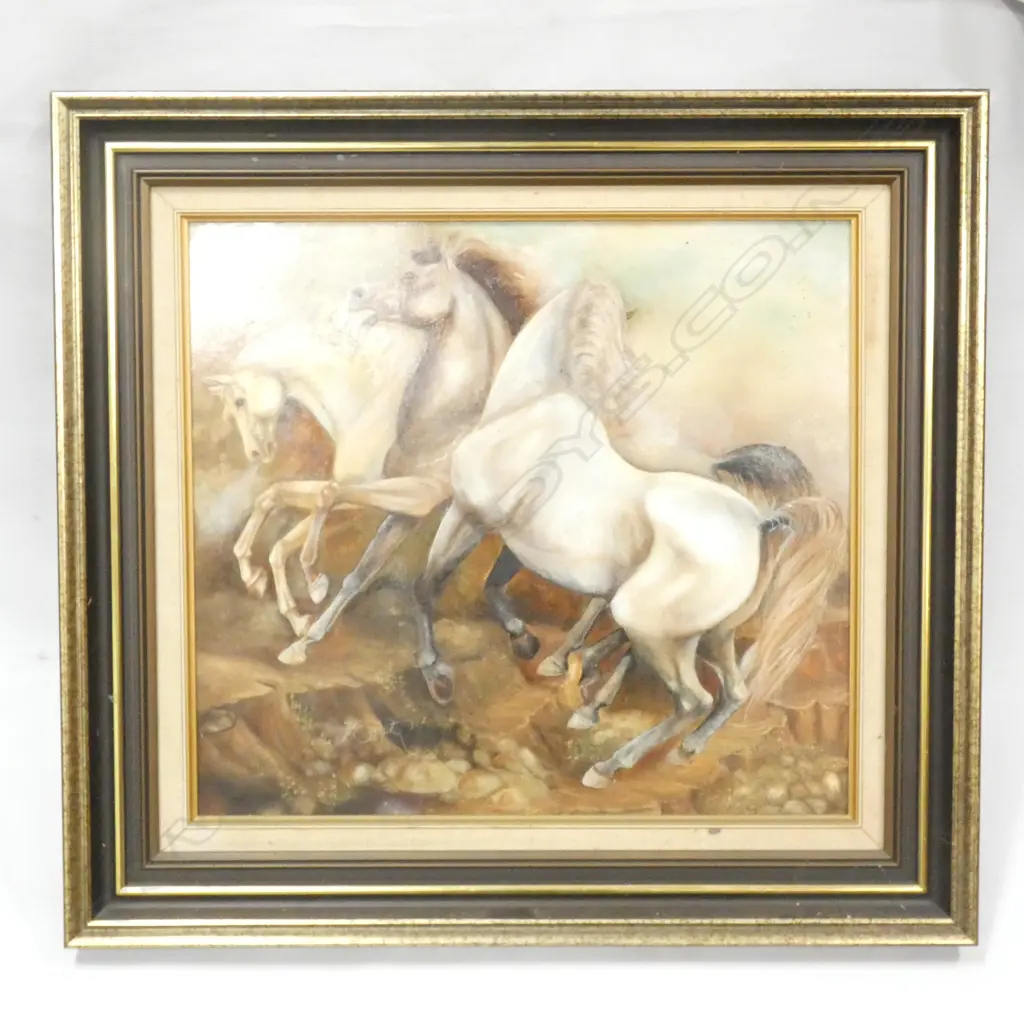 KATHY SUMPTER 'FREEDOM' HORSES OIL ON BOARD 450x495mm + PRINT ON CANVAS Image 1++