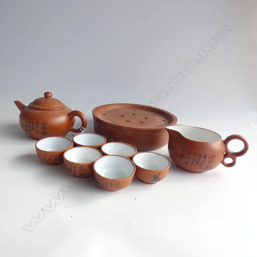 ORIENTAL 10 PC TERRACOTTA POTTERY TEA SET .... Image 1++