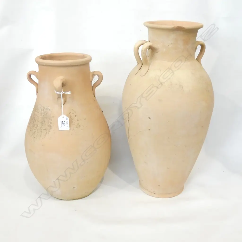 2 TERRACOTTA POTS CHIPS H.360mm (LOWER) Image 1++