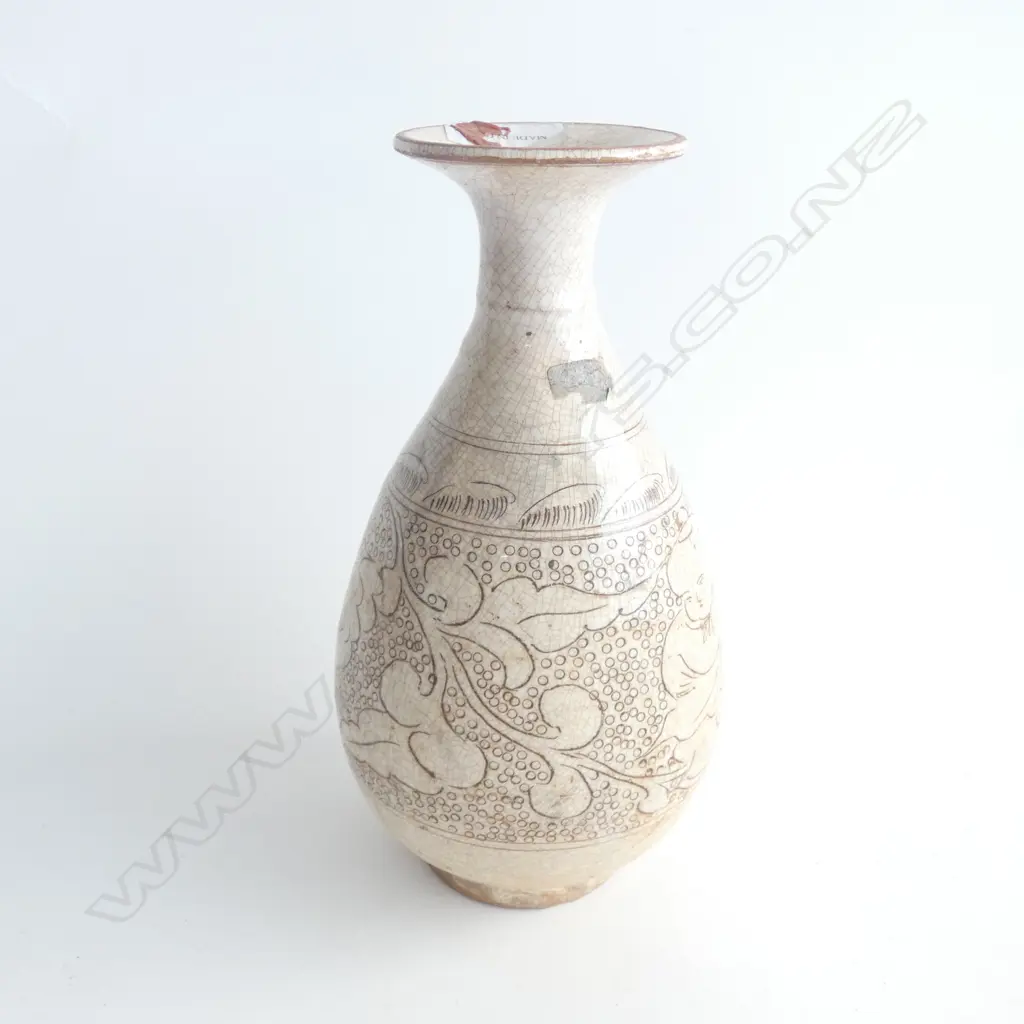 CHINESE ANCIENT STYLE POTTERY VASE CHILD & SCROLLS Image 1++
