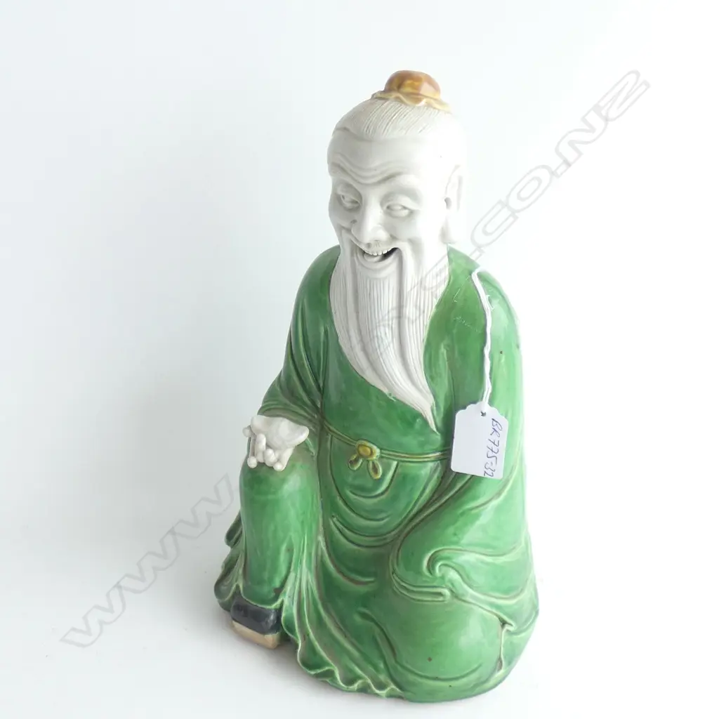 ORIENTAL POCELAIN SEATED DEITY WITH OIL LAMP ? H.288MM. Image 1++