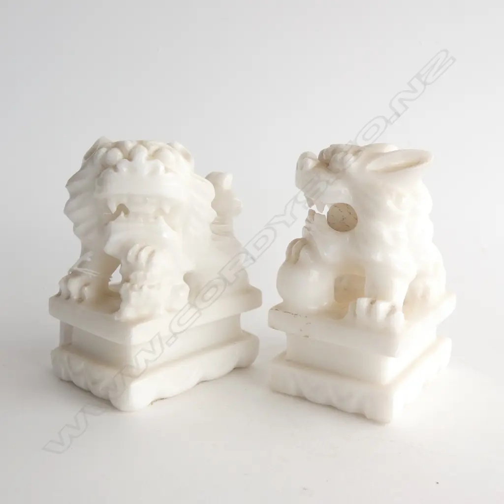PAIR SMALL MARBLE FOO DOGS Image 1++