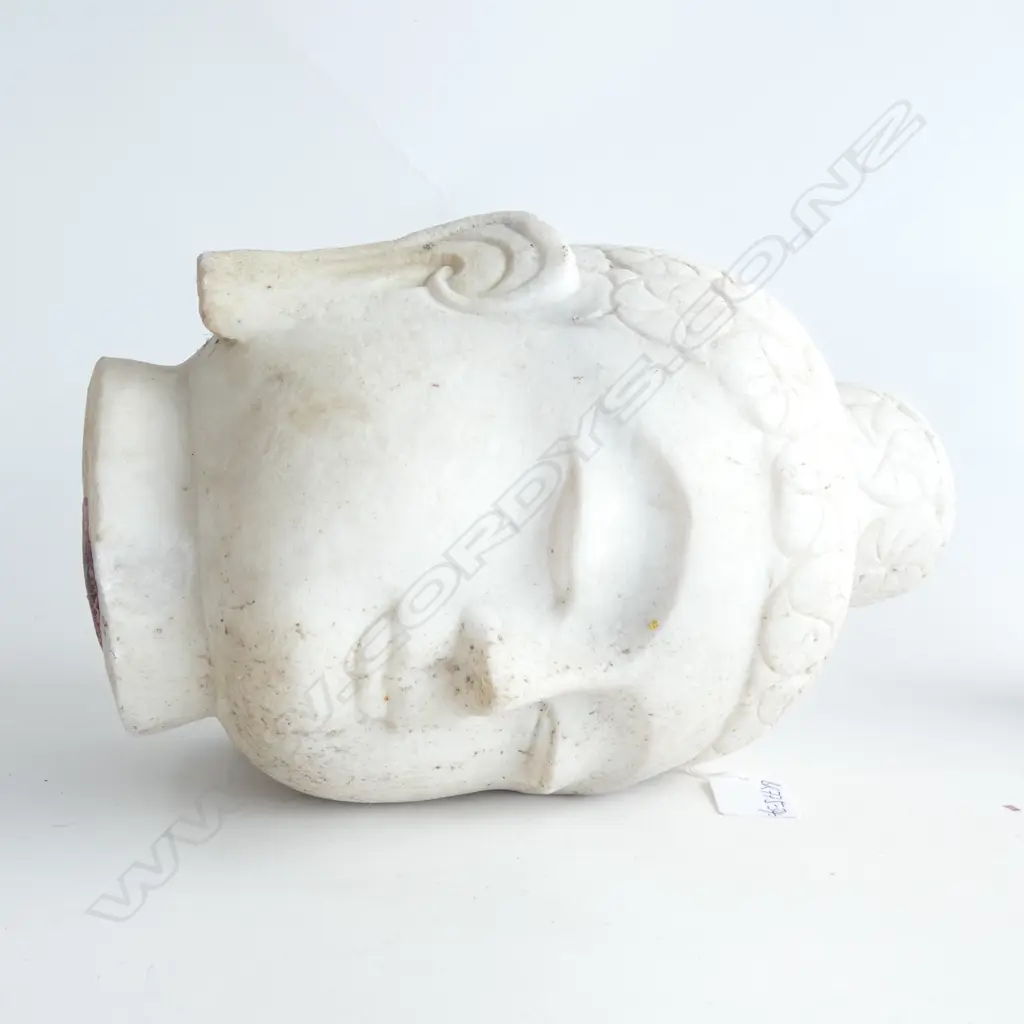 OLD ORIENTAL CARVED ALABASTER BUDDHA HEAD H.280mm Image 1++