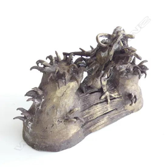 AN OLD ORIENTAL WAX-CAST BRONZE DRAGON FIGURE. 167MM