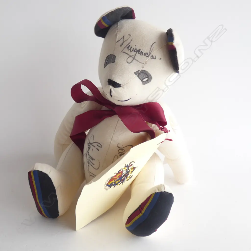 ALL BLACKS SIGNED KINGS COLLEGE TEDDY BEAR - FITZPATRICK, TUIGAMALA, ZINZIN ETC Image 1++