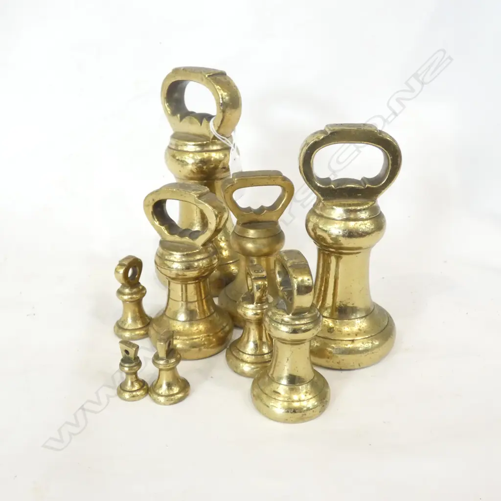 9 IMPERIAL BRASS WEIGHTS; PARNALL & SONS BRISTOL H.170mm Image 1++