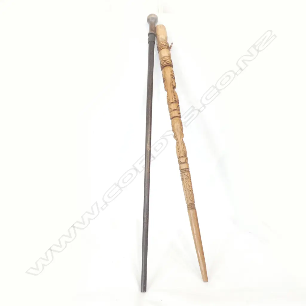 PR WOODEN WALKING STICKS - 1 CARVED Image 1++