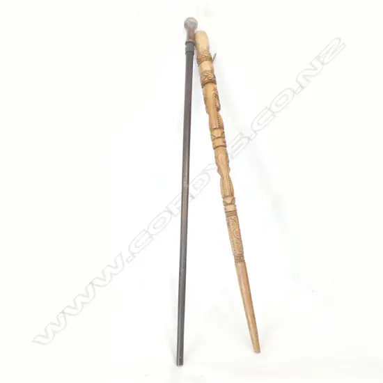 PR WOODEN WALKING STICKS - 1 CARVED