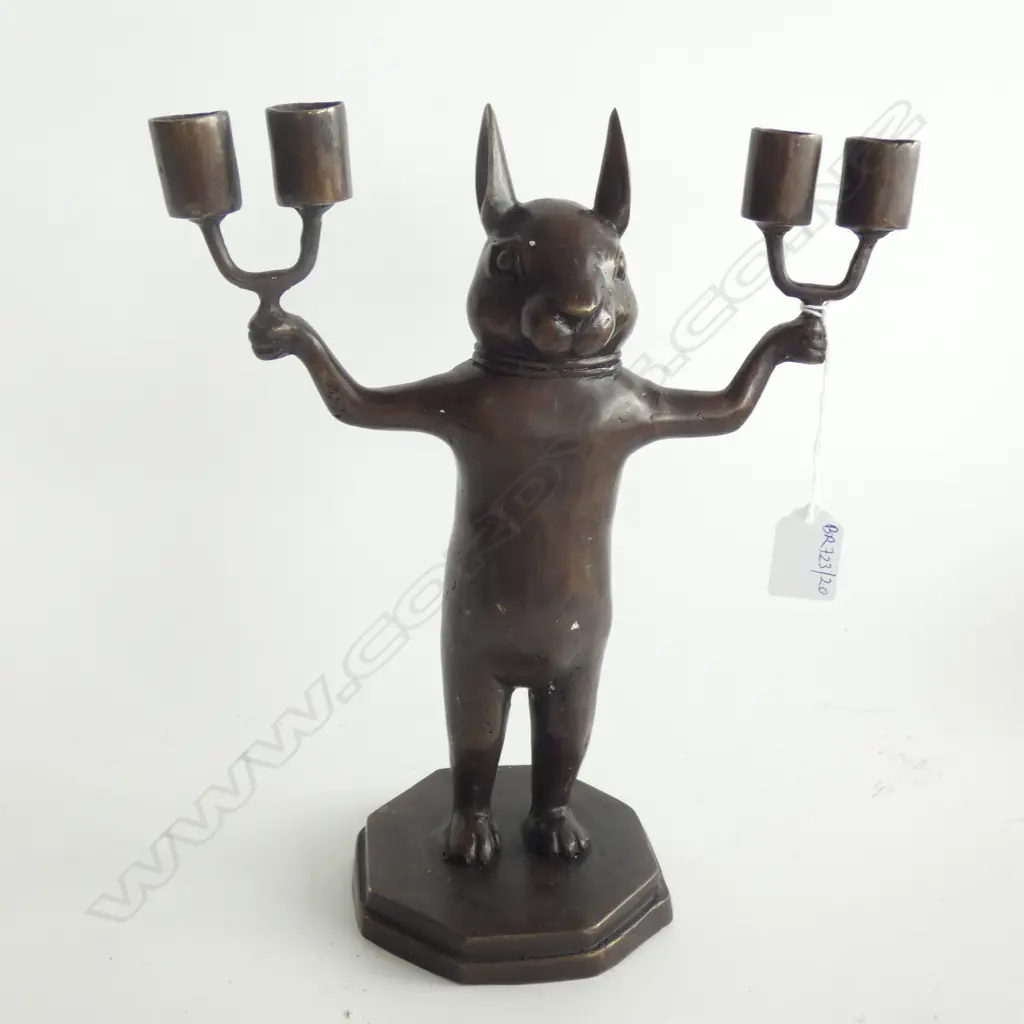 BRONZE BUNNY CANDLE HOLDER H.280mm Image 1++