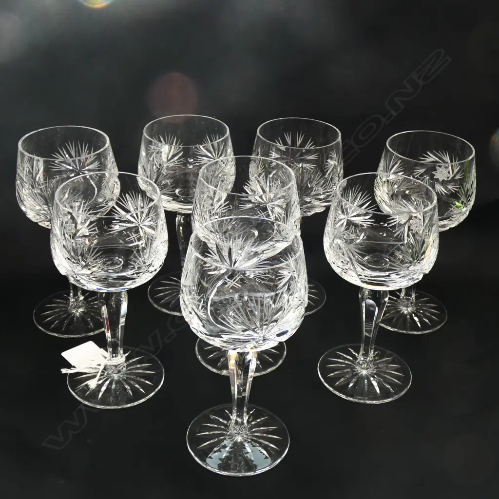 SET 8 QUALITY CRYSTAL STAR CUT WINE GLASSES SMALL Image 1++